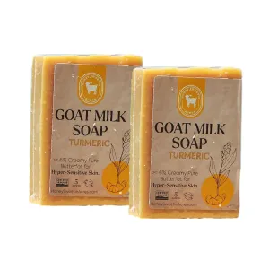 Honey Sweetie Acres 2-Pack Turmeric Goat Milk Soap - All Natural 5 oz Handmade Bar Soap – Moisturizing, Gentle for Sensitive Skin, Eco-Friendly, Made in the USA