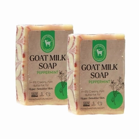 Honey Sweetie Acres 2-Pack Peppermint Goat Milk Soap - Handmade 5 oz Bar, Made with Natural Ingredients, Moisturizing & Gentle, Made in the USA