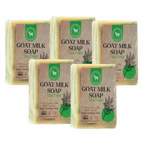 Honey Sweetie Acres 5-Pack Tea Tree Goat Milk Soap - Handmade 5 oz Bar, Made with Natural Ingredients, Moisturizing & Gentle, Made in the USA