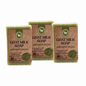 Honey Sweetie Acres Fresh Off The Goat All Natural Moisturizing 3-Pack of 3 Oz Avocado & Goat Milk Facial Cleansing Bar – Handcrafted, Eco-Friendly – Made in USA