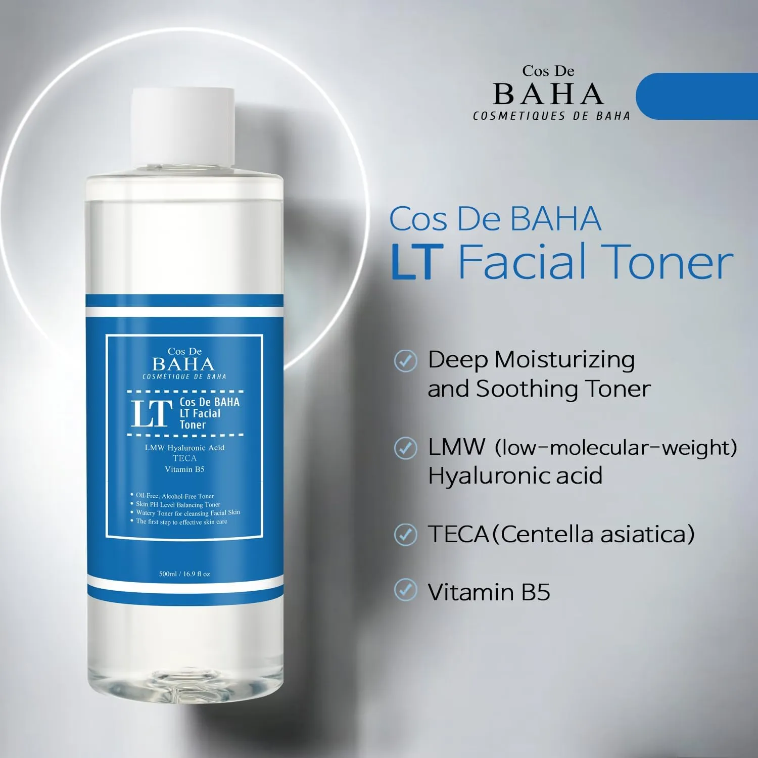 Hyaluronic Acid Centella Toner with Ceramide - Hydrating Facial Toner for Dehydrated Skin - Alcohol-Free Moisturizing Formula, 16.90 Fl Oz (500ml)