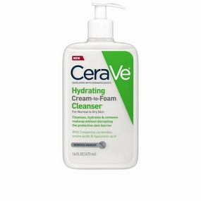 Hydrating Cream-to-Foam Cleanser, Fragrance Free Makeup Remover With Hyaluronic Acid For Dry Skin - Ceramides Are Found Naturally In The Skin And Make Up 50% Of The Lipids In The Barrier