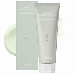 HYGGEE Soft Reset Green Cleansing Foam - Gentle Face Wash with Tea Tree Extract, Ultra Micro Bubbles Mild Facial Cleanser for Sensitive Skin - Soothes & Moisturizes Irritated, 5.07oz.