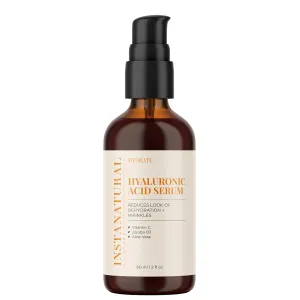 InstaNatural Hyaluronic Acid Serum for Face, Brightens, Hydrates, Reduces the Look of Fine Lines and Wrinkles, with Vitamin C, Jojoba Oil, and Aloe Vera, 2 Fl Oz