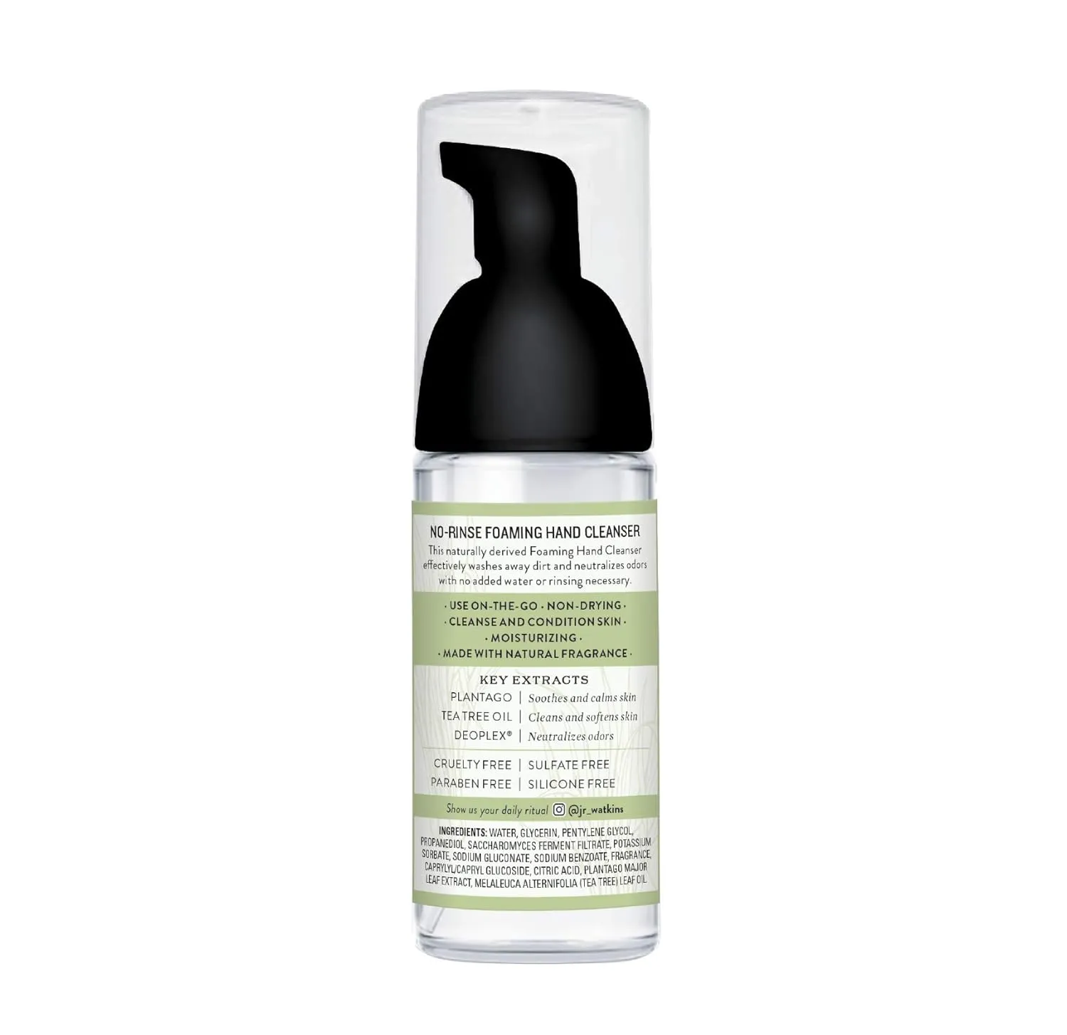 J.R. Watkins No-Rinse Foaming Hand Cleanser – Hand Soap in Pump Dispenser – Bathroom & Kitchen Foam Cleaner – All Natural, Alcohol Free, Lemongrass, 1.6 fl. Oz., 6 Pack