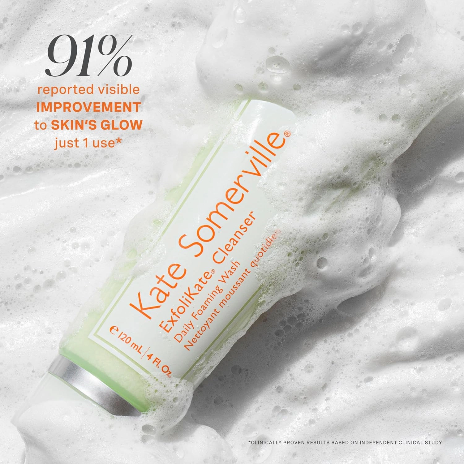 Kate Somerville ExfoliKate Cleanser – Daily Exfoliating Foaming Face Wash – Clinically Formulated Glycolic Acid and Lactic Acid Gentle Facial Scrub