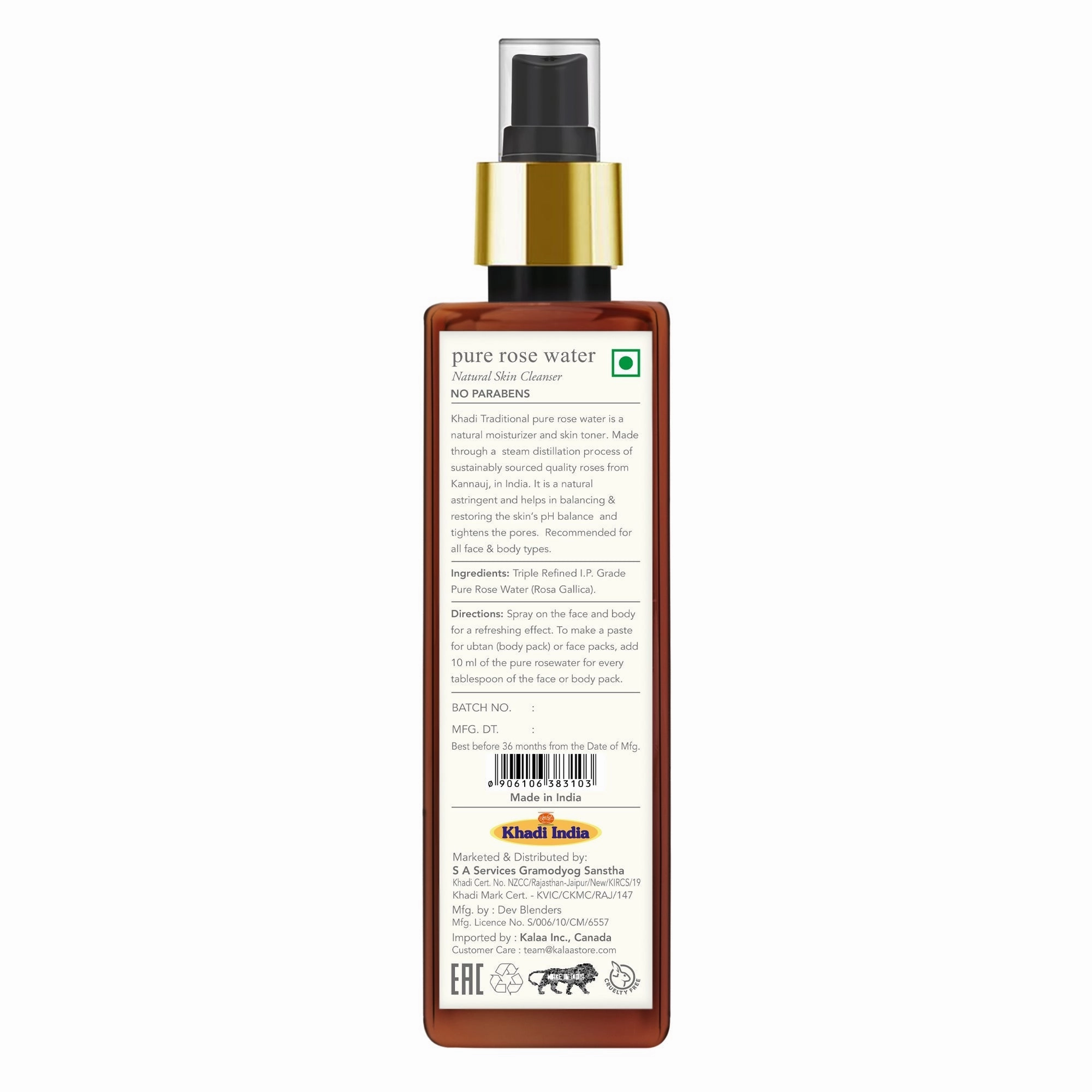Khadi Traditional Pure Rosewater