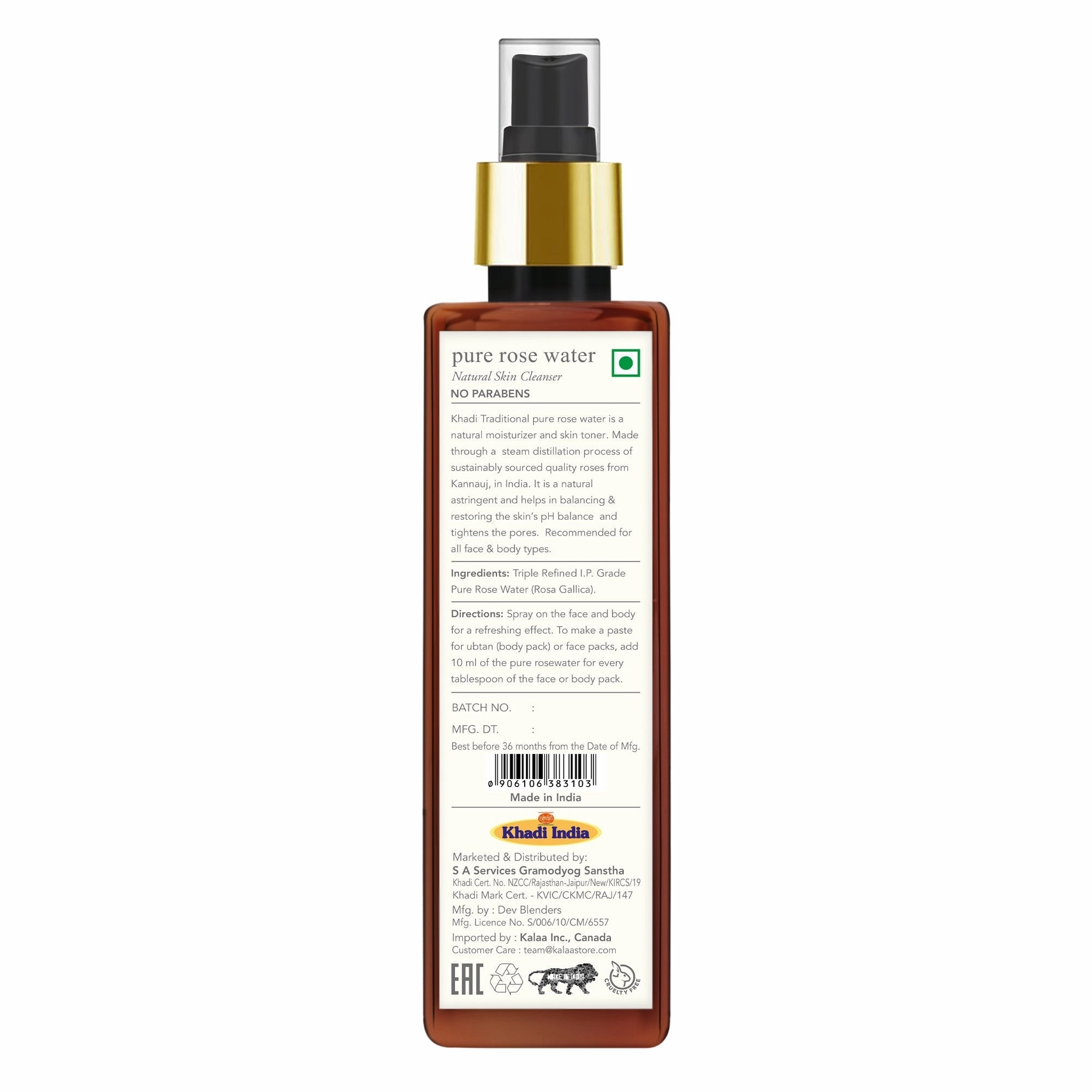 Khadi Traditional Pure Rosewater