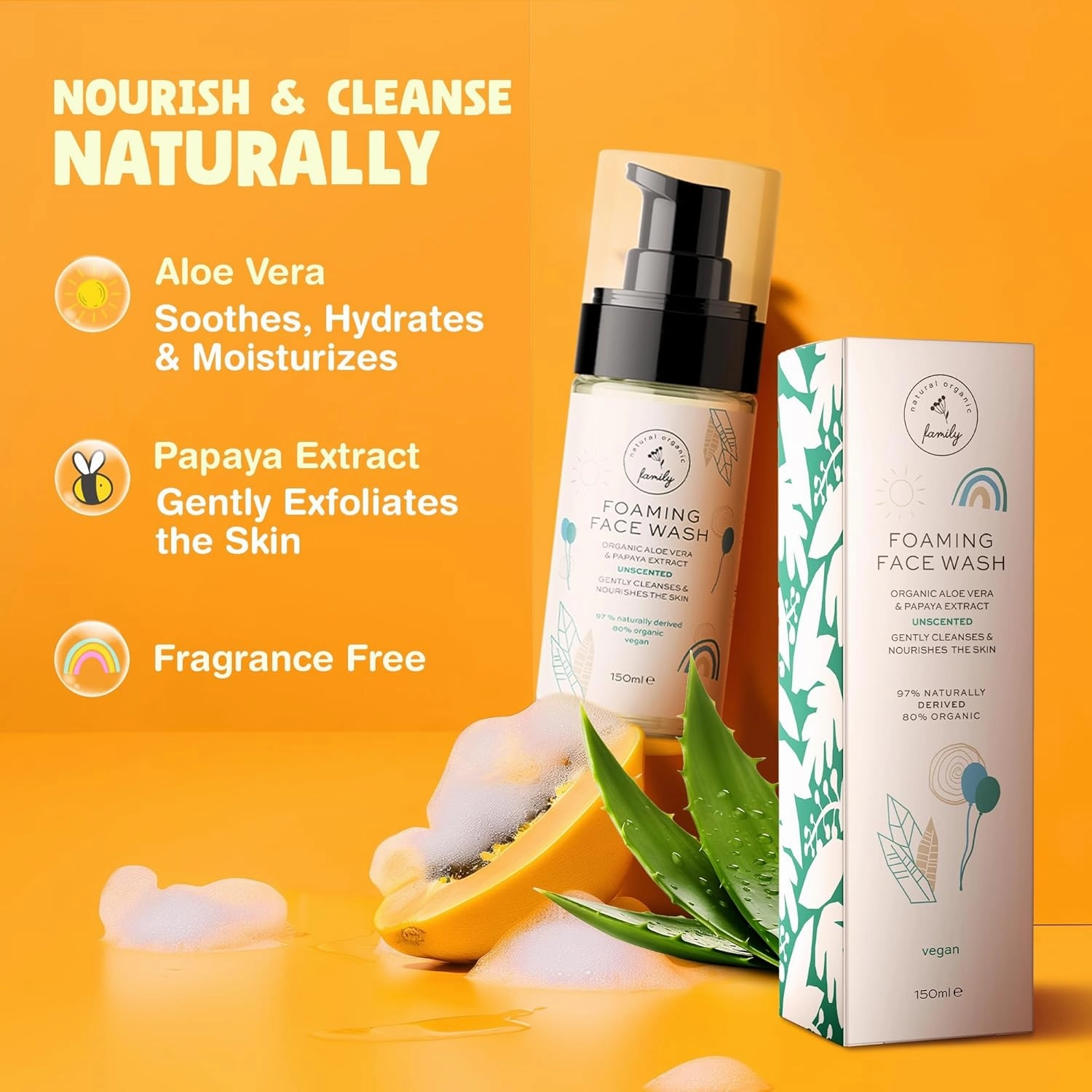 Kids Foaming Face Wash - Clean and Gentle Face Wash for Kids and Preteens - Made in the UK - Unscented