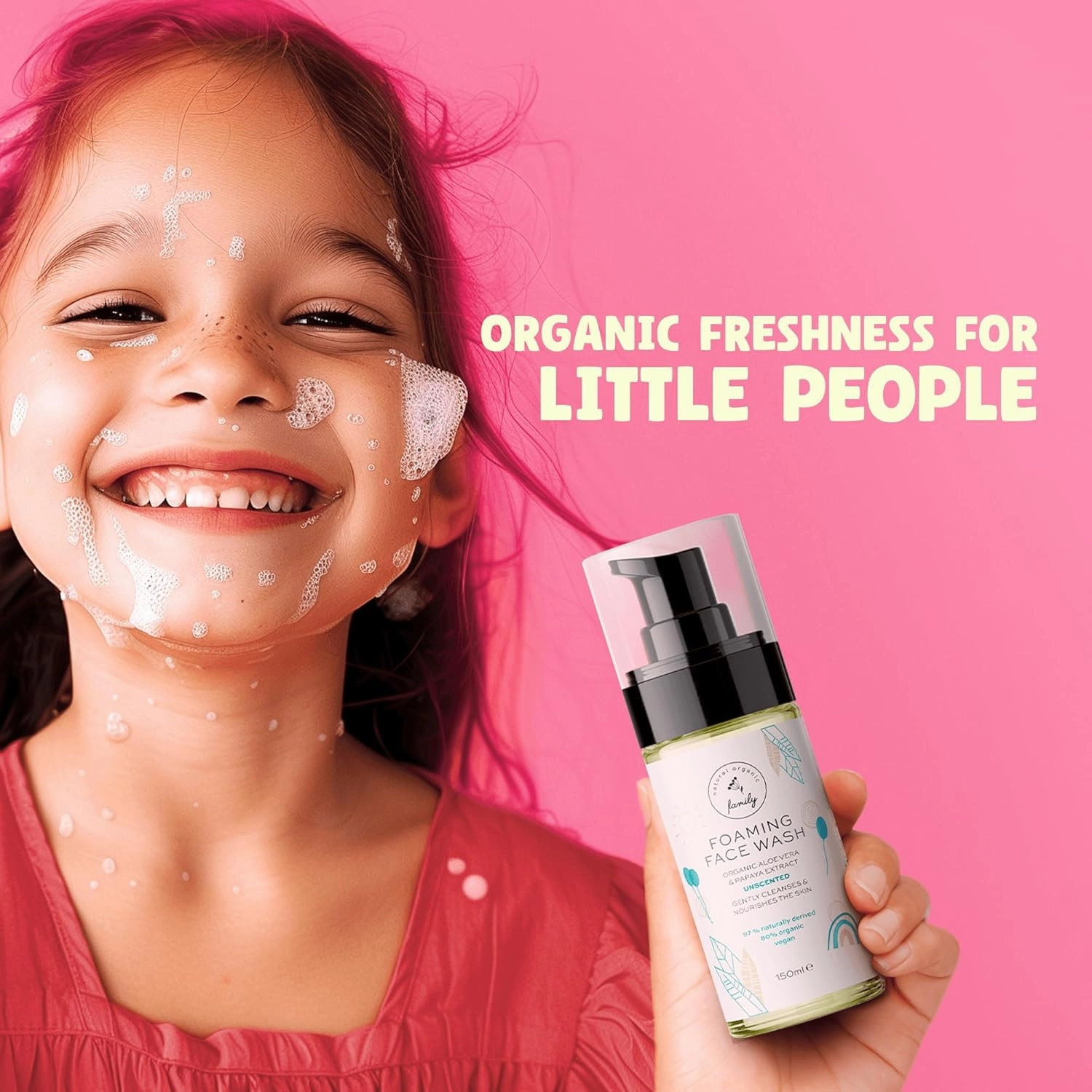 Kids Foaming Face Wash - Clean and Gentle Face Wash for Kids and Preteens - Made in the UK - Unscented