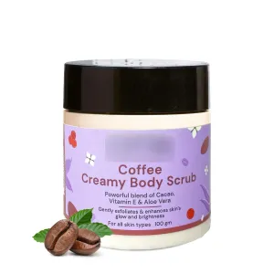 KRINAL Coffee Creamy Body Scrub For Men & Women | Gentle Exfoliation | Non-drying | Removes Tan & Dullness | Perfect Solution For Dullness, Tan & Roughness | For All Skin Types | 100 gm