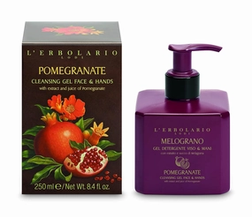 L'Erbolario Pomegranate Face and Hands Cleansing Gel - Moisturizing and Refreshing Daily Face Wash - Toning and Antioxidant Facial Cleanser - 8.4 oz