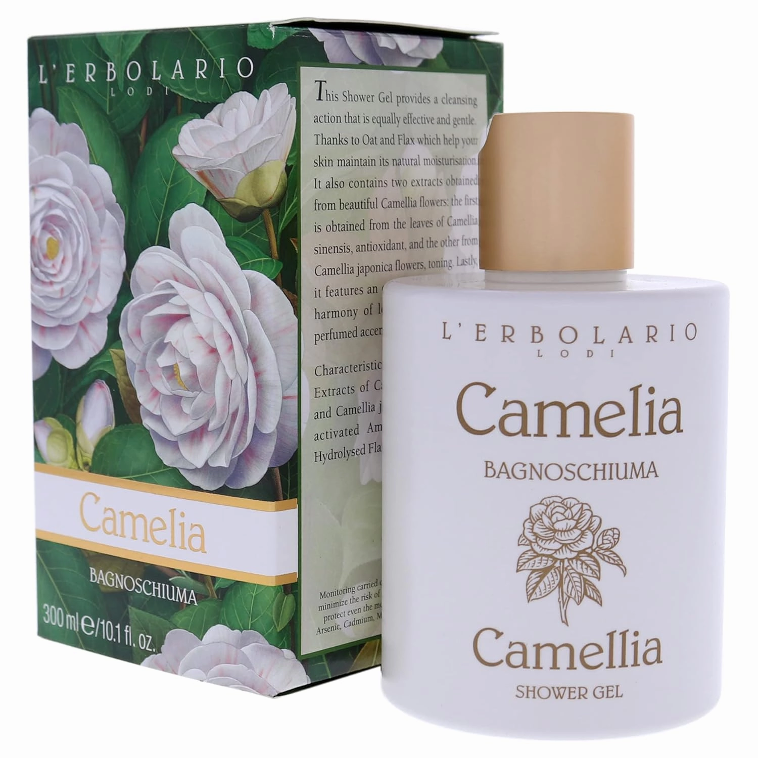 L'Erbolario Shower Gel – Antioxidant-Rich Moisturizing Body Wash – Firming and Soothing Body Soap with Floral Scent for Daily Use – Camellia - 10.1 oz