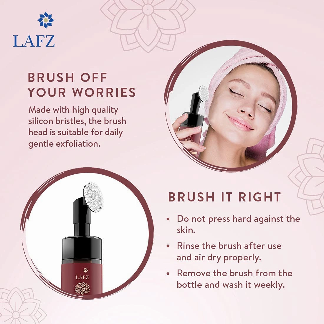 Lafz Apple Cider Vinegar Foaming Face Wash With Built-In Deep Cleansing Brush For Men & Women, 100 ml