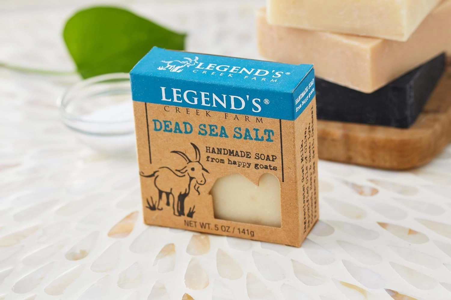 Legend's Creek Farm Goat Milk Soap - Cleansing Moisturizing Soap Bar for Hands and Body - 5 Oz Creamy Lather, Nourishing, Gentle Natural Soap for Sensitive Skin (Dead Sea Salt, Pack of 3)