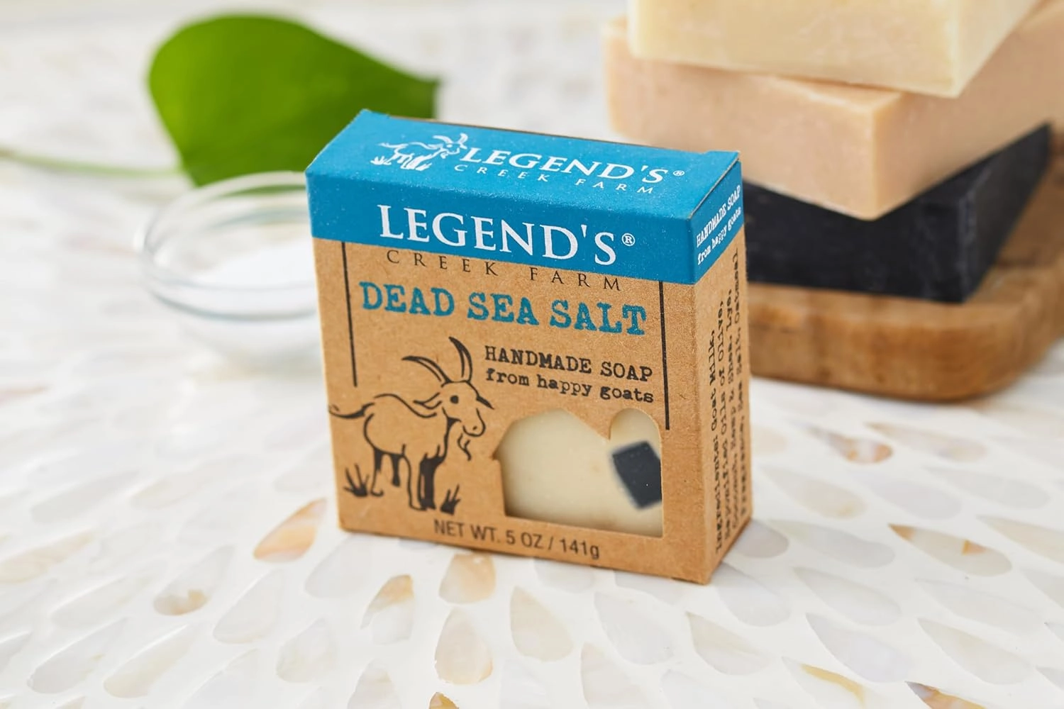 Legend's Creek Farm Goat Milk Soap - Cleansing Moisturizing Soap Bar for Hands and Body - 5 Oz Creamy Lather, Nourishing, Gentle Natural Soap for Sensitive Skin (Dead Sea Salt, Pack of 3)