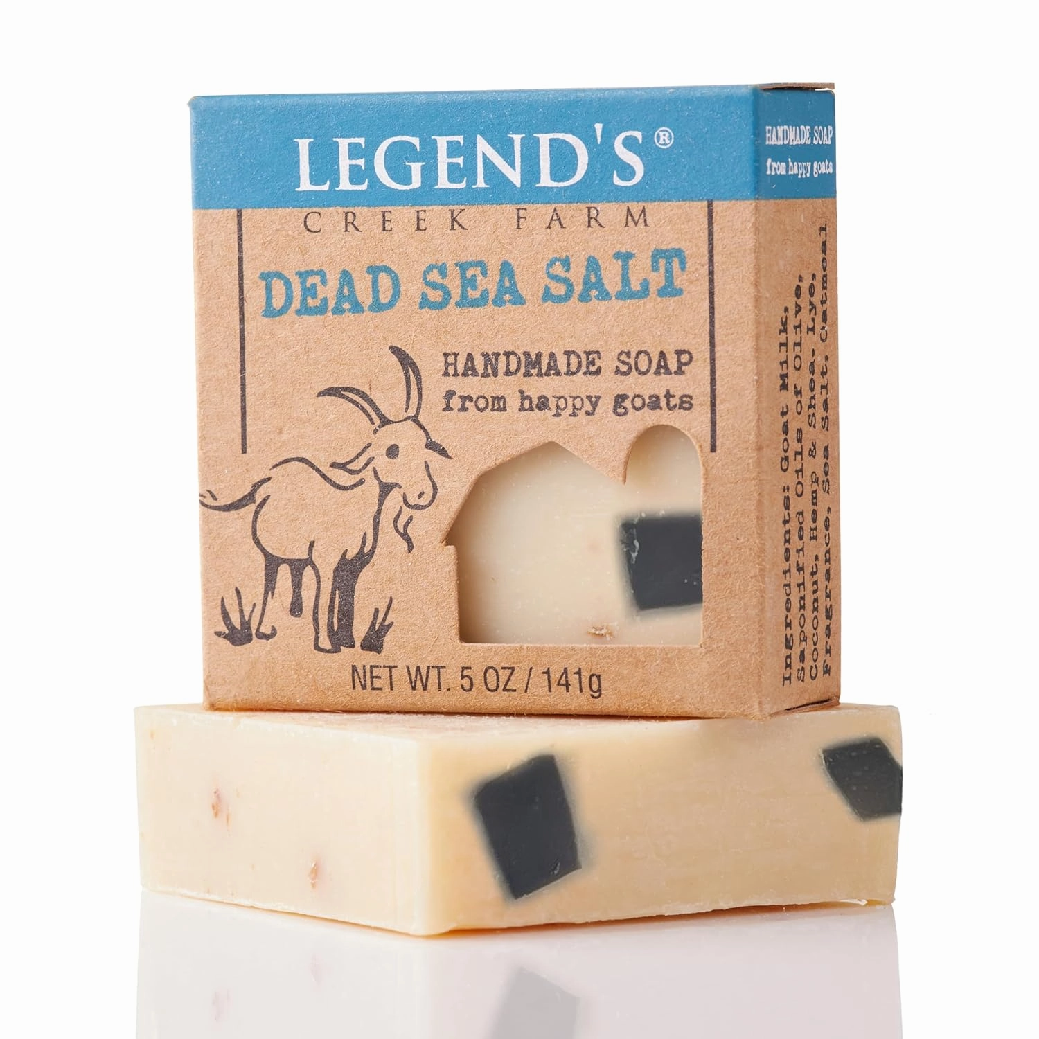 Legend's Creek Farm Goat Milk Soap - Cleansing Moisturizing Soap Bar for Hands and Body - 5 Oz Creamy Lather, Nourishing, Gentle Natural Soap for Sensitive Skin (Dead Sea Salt, Pack of 3)
