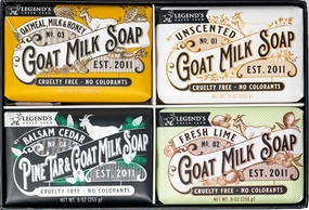 Legend's Creek Farm, Triple Milled Goat Milk Soap, Moisturizing Cleansing Bar, Hands & Body, Creamy Lather & Nourishing, Sensitive Skin, Handmade in USA, 9 Oz (Assorted Bundle With Gift Box T.M.S.)