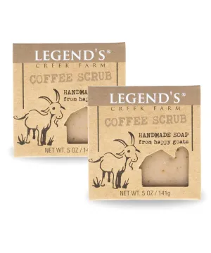 Legend's Creek Farm Goat Milk Soap - Cleansing Moisturizing Soap Bar for Hands and Body - 5 Oz Creamy Lather, Nourishing, Gentle Natural Soap for Sensitive Skin (Coffee Scrub, Pack of 2)