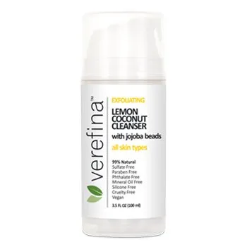 Lemon Coconut Creamy Facial Cleanser – 99% Natural Ingredients with Jojoba Beads for Gentle Exfoliation | Brightening & Balancing for All Skin Types | Sulfate-Free, Vegan, Cruelty-Free