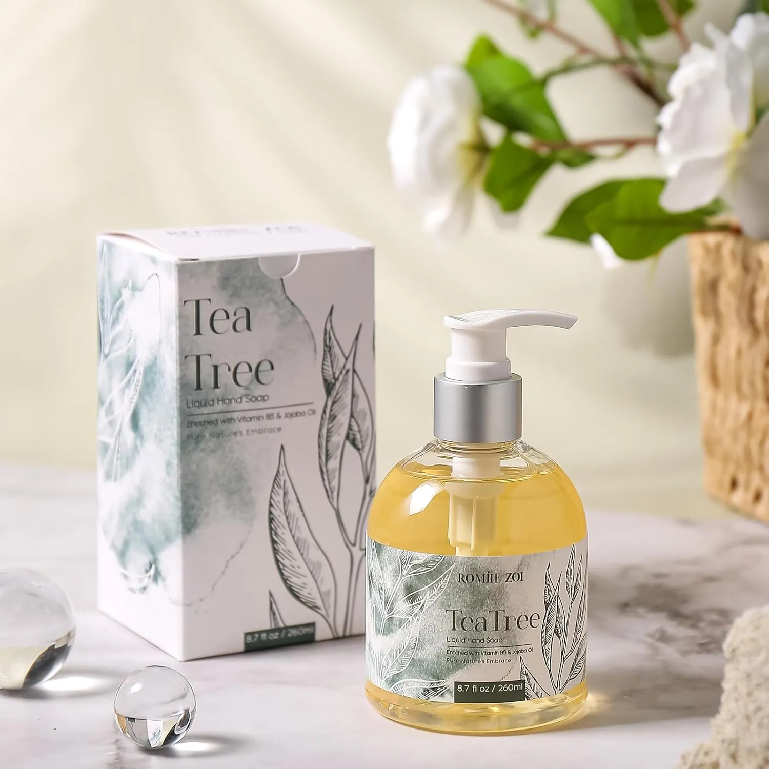 Liquid Hand Soap with Gift Box - Pure Nature's Embrace - Tea Tree - 260ml/ 8.7 fl.oz (Pack of 3)