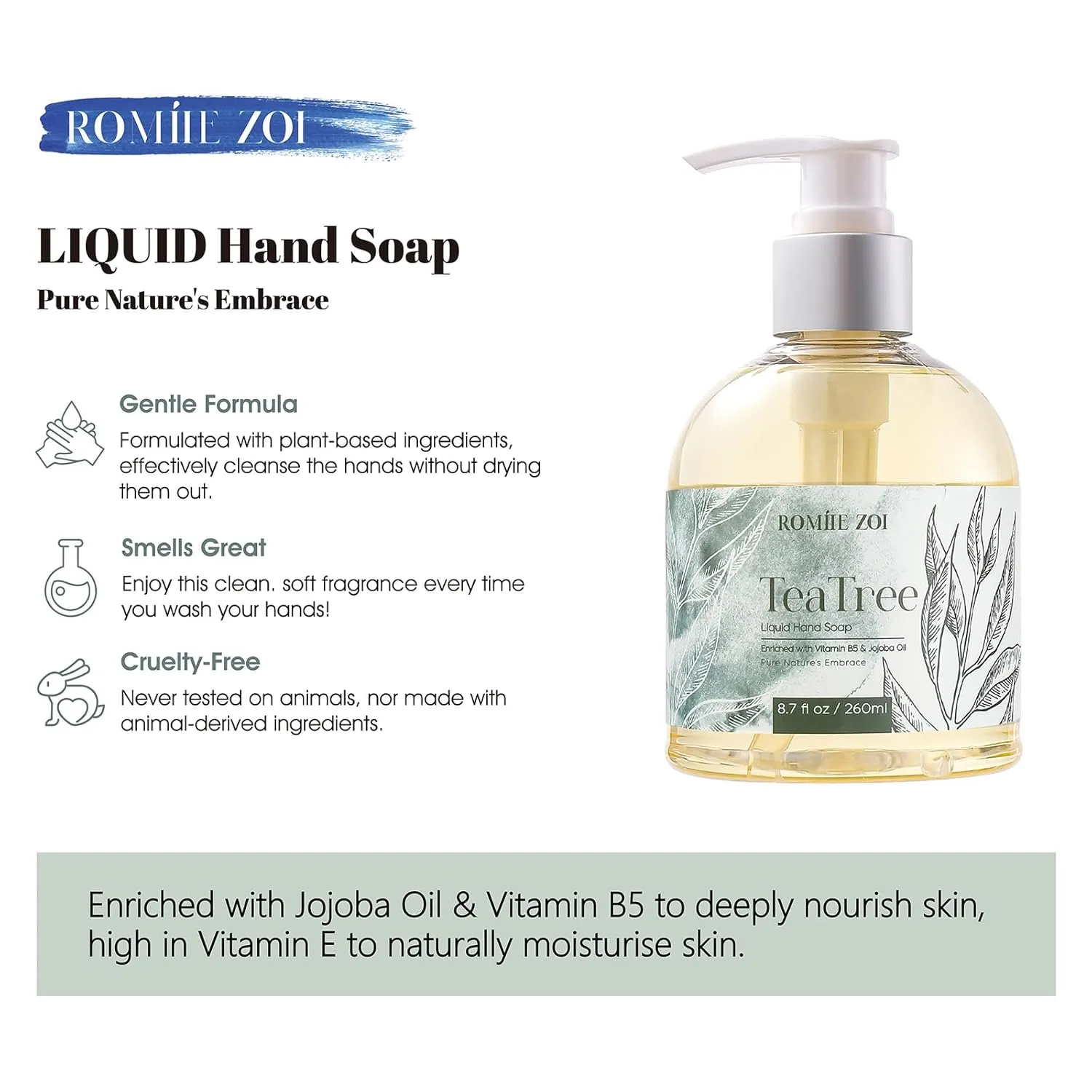 Liquid Hand Soap with Gift Box - Pure Nature's Embrace - Tea Tree - 260ml/ 8.7 fl.oz (Pack of 3)