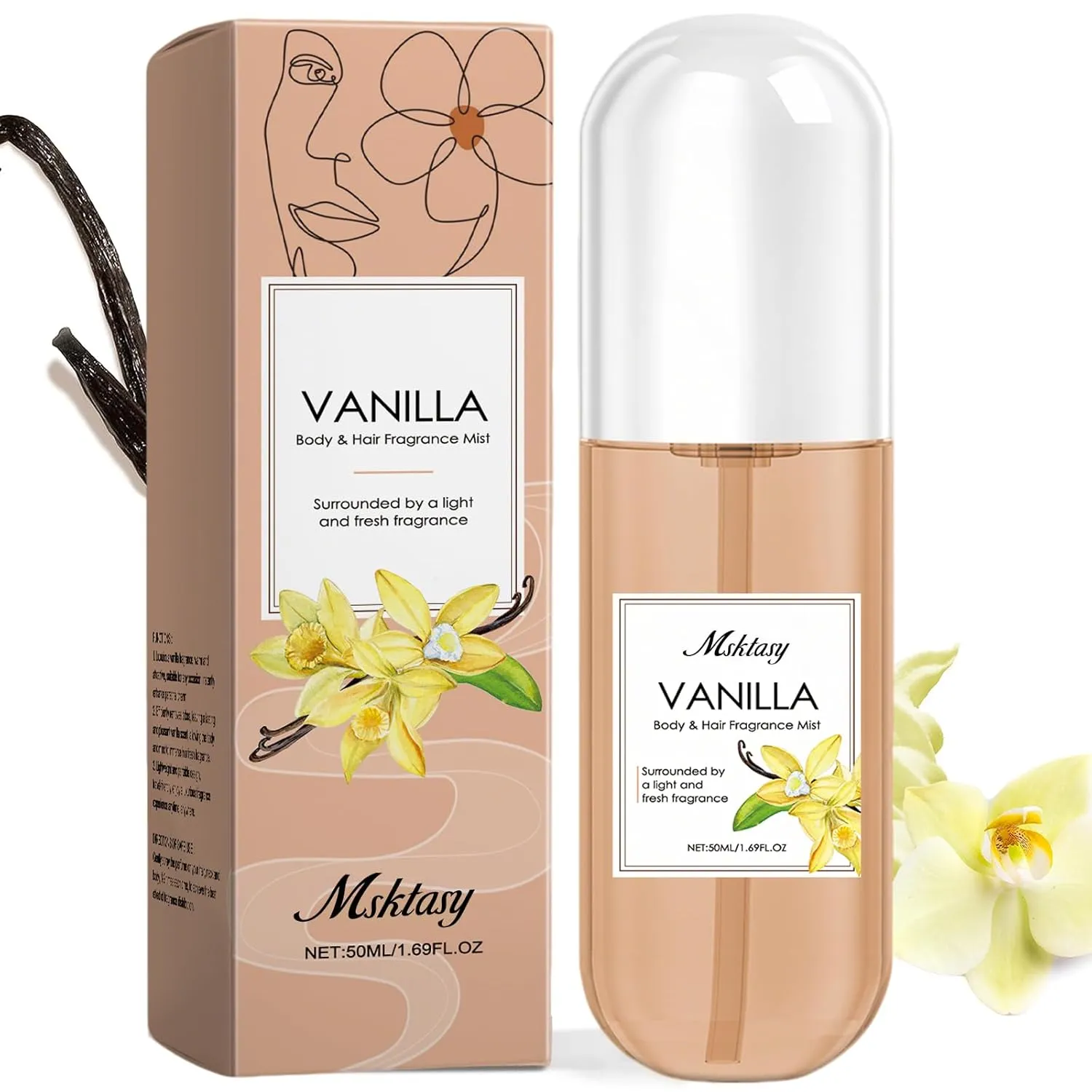Long-Lasting Hair Perfume for Women & Men, Pheromones Perfumes, Vanilla Cream Fragrance, Frizz Control & Hydrating Hair Perfume Oil, Hair & Body Fragrance Mist, Odor-Eliminating, 50ml Travel Size