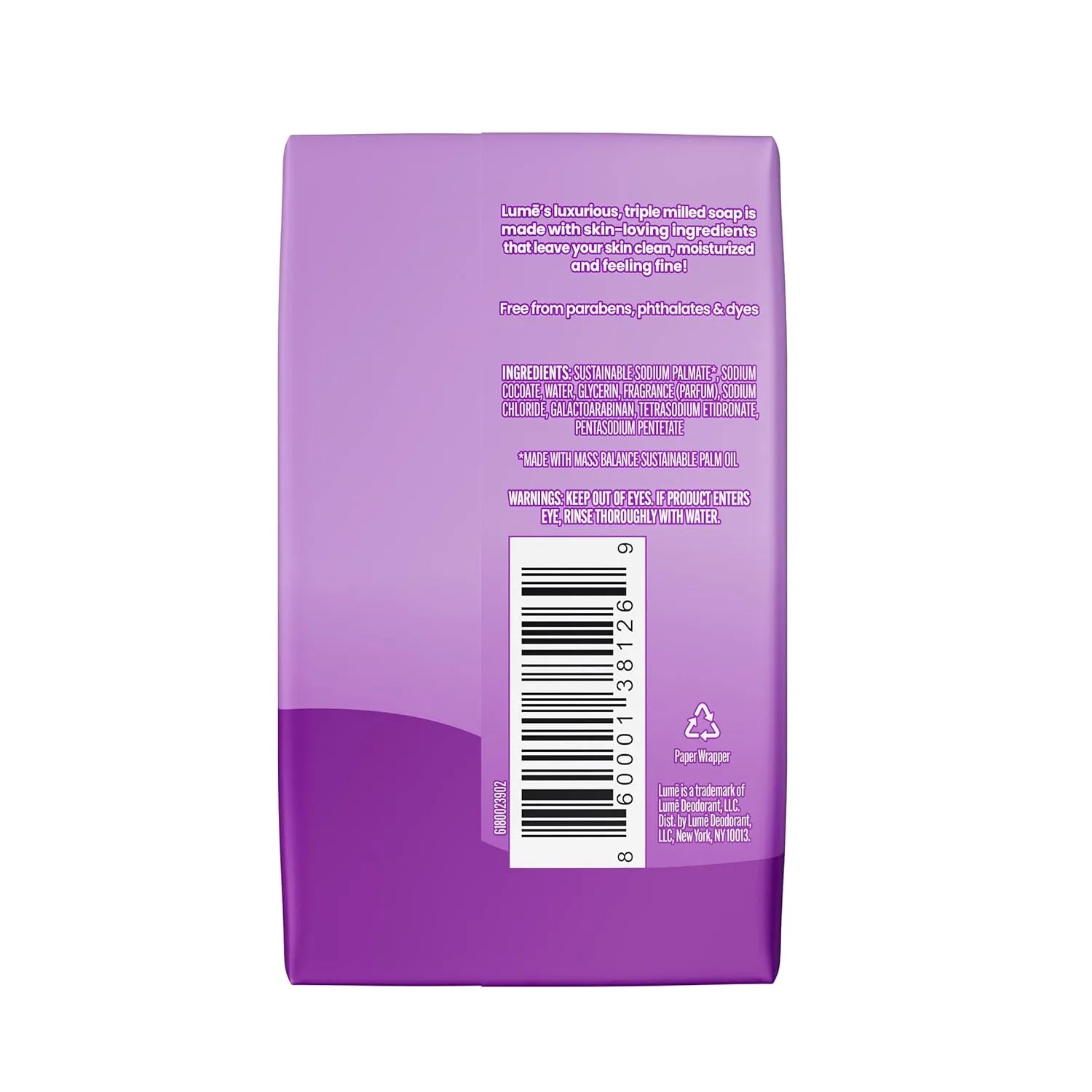 Lume Triple Milled Bar Soap - Rich Moisture & Gentle Cleansing - Paraben Free, Phthalate Free, Skin Safe - 5 ounce (Pack of 4) (Lavender Sage)