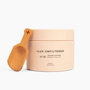   Lux Unfiltered N°28 Exfoliating Body Polish in Santal, Hydrating and Moisurizing Sugar Scrub, Gluten Free, Vegan   Cruelty Free Exfoliating Soap
