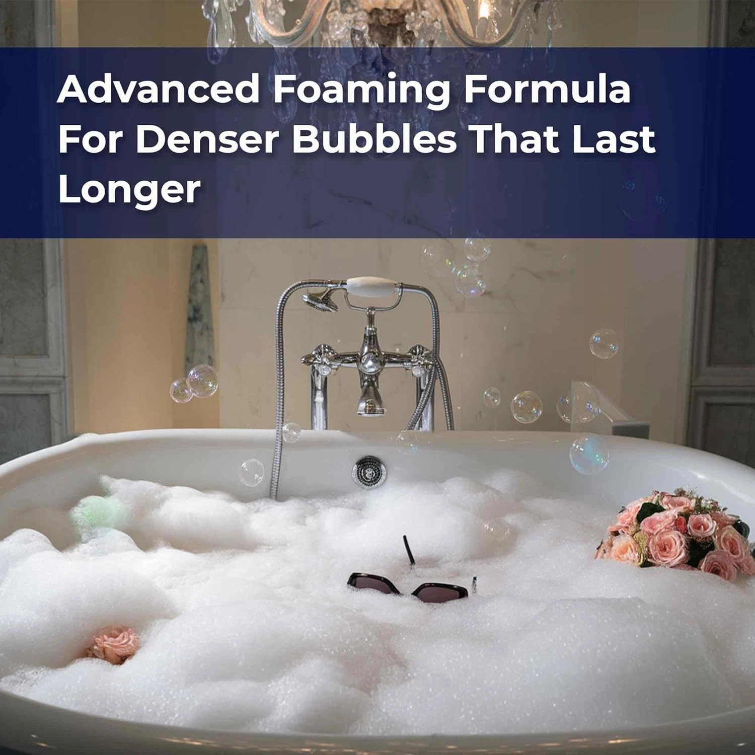 Luxury Foaming Bath - Natural Scented Bubble Bath with Essential Oils and Epsom Salt - Energizing Eucalyptus Scent, 33.8 fl oz / 1L