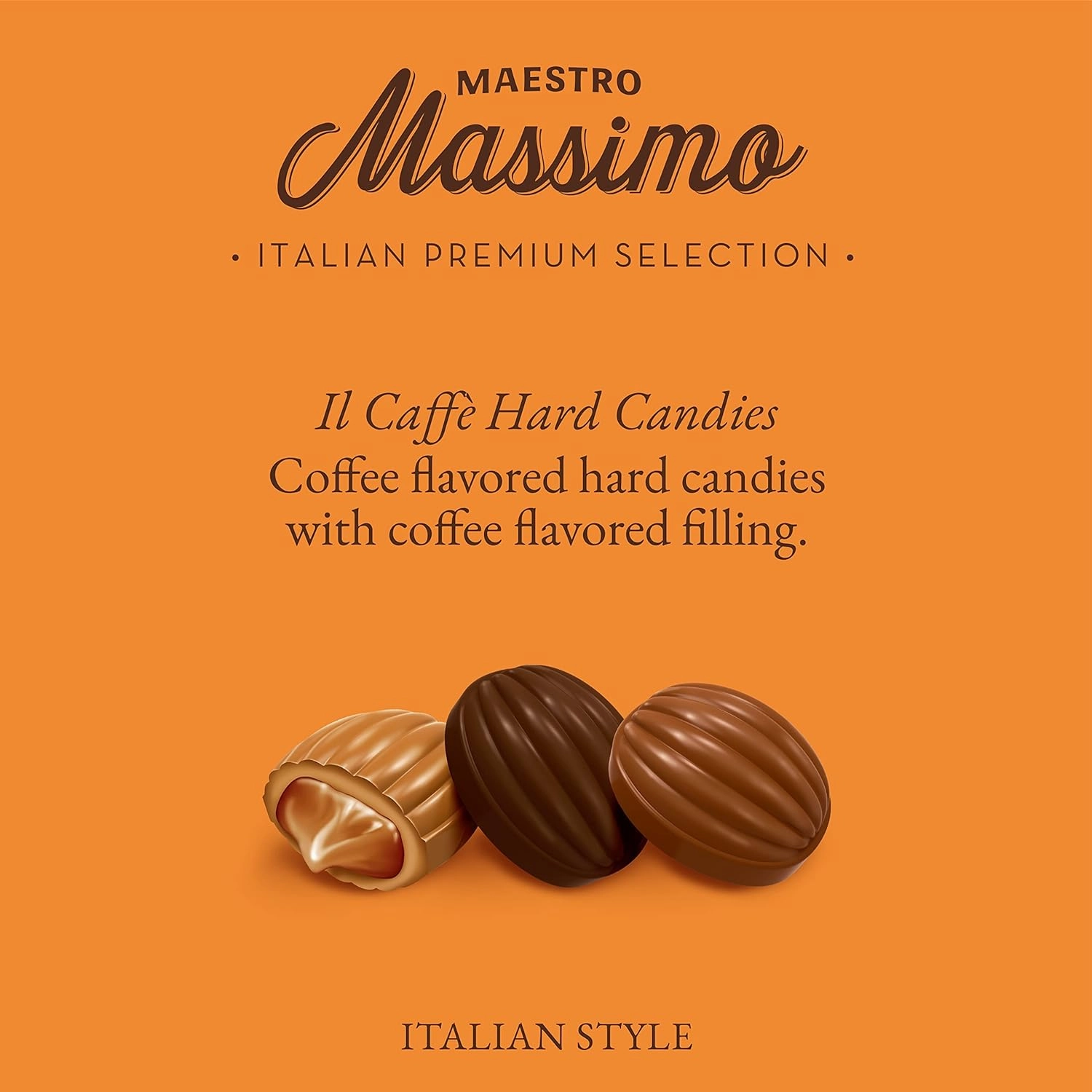 Maestro Massimo Center Filled Hard Coffee Candy, Individually Wrapped, Macchiato, Espresso, Cappuccino Flavored Caffeine Candies 2.2 Pound Bulk Bag, Variety Pack of 1