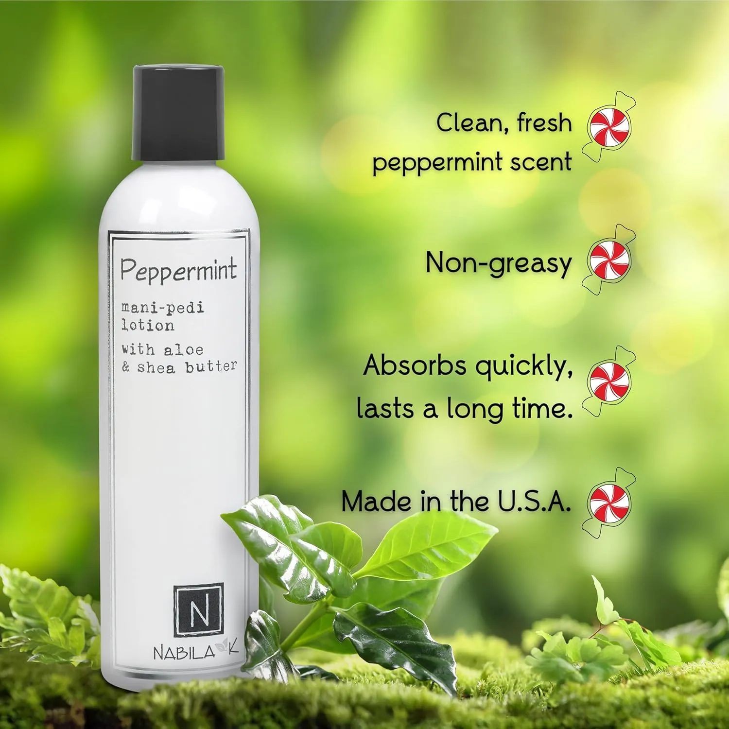 Mani-Pedi Lotion, Peppermint with Aloe & Shea Butter, 9 oz
