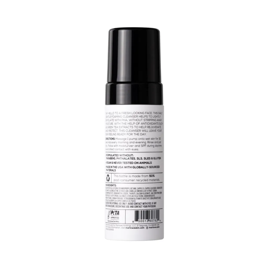 MARLOWE. No. 129 Gentle Foaming Facial Cleanser 4.5 Oz, Exfoliating, Brightening & Protective Daily Mens Face Wash with PHA, Natural Green Tea Extracts & Antioxidants, Unscented & Vegan