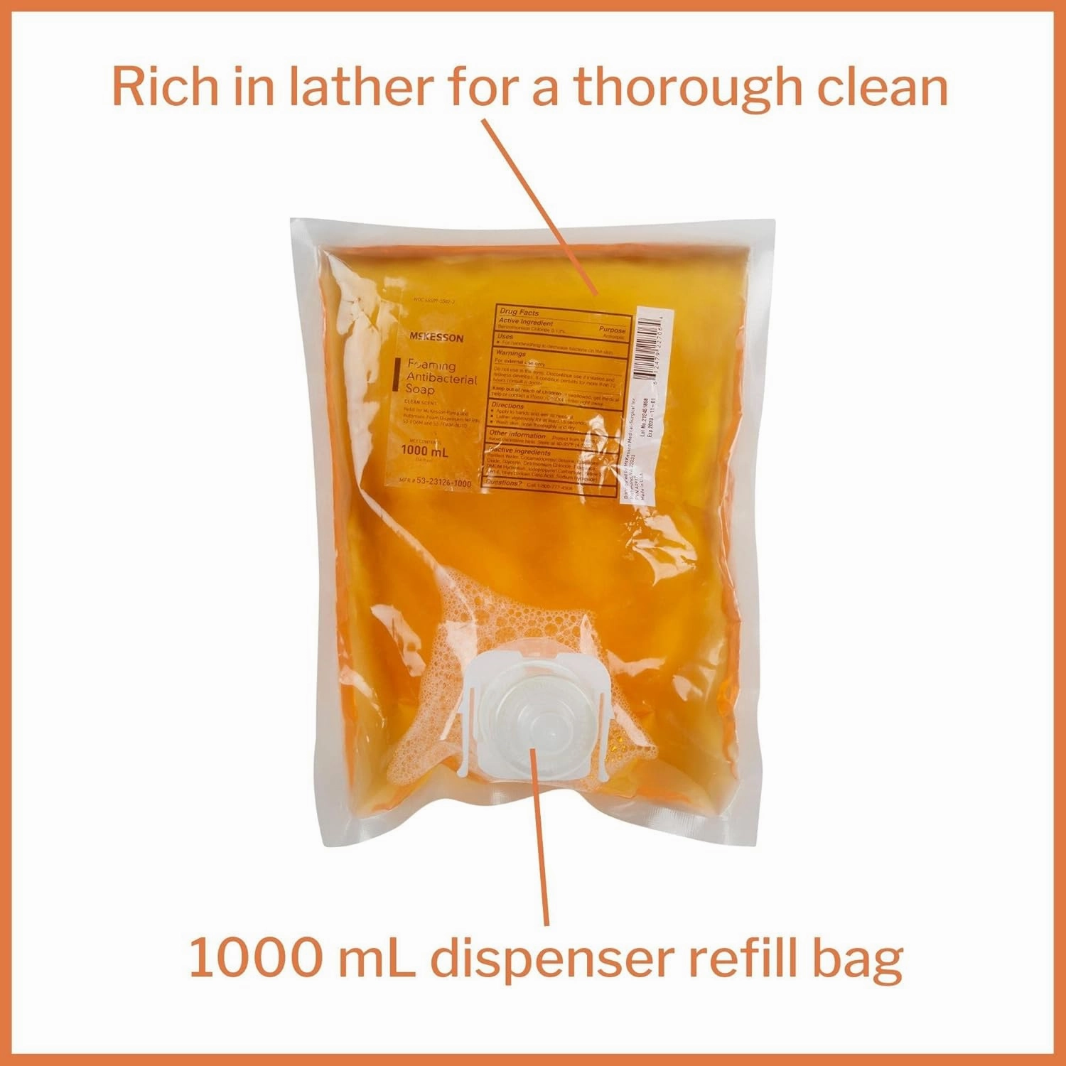 McKesson Foaming Hand Soap Refill, 1000 mL [Pack of 1] Foaming Dispenser Refill, Clean Scent