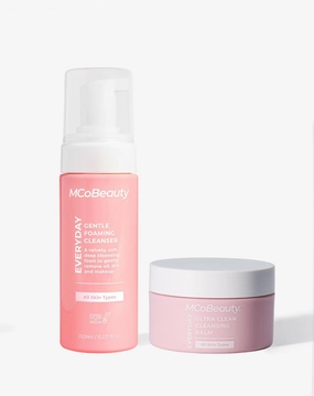 MCoBeauty Everday Gentle Foaming Cleanser and Ulta Clean Cleansing Balm, Lightweight Face Wash and Nourishing Makeup Remover, for all Skind Types, Vegan, Cruelty Free Cosmetics
