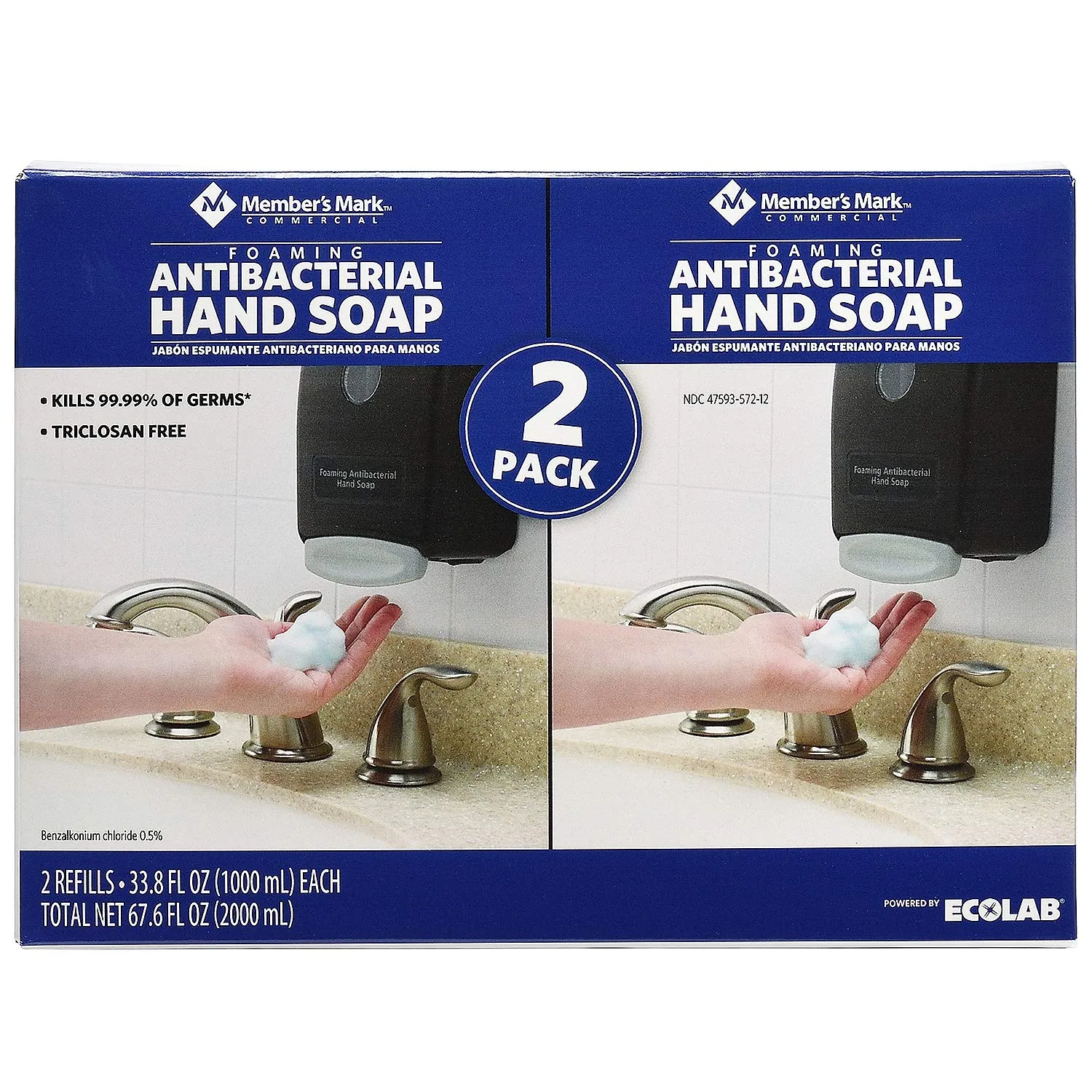 Member's Mark Proforce Commercial Foaming Antibacterial Hand Soap 2 Pack Refills, 33.8 Fl. Oz