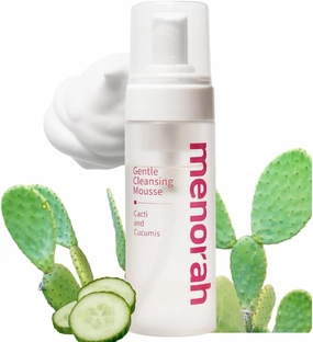 menorah skincare - Gentle Cleansing Mousse - with Cacti, Cucumis, Hydration Soothing Facial Cleanser, pH-Balanced Face Wash