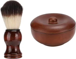 Men's Beard Shaving Kit with Cream soaps Bowl and Soft Brush, Durably Wood Material, Rich Foam Lather for Skin Comfort, for Men