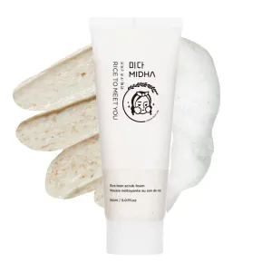 MIDHA RICE BRAN SCRUB FOAM 5.07fl.oz/150ml, Deep Cleansing, Pore-Purifying, Gentle Exfoliating – Soft Micro-Foam Face Wash with Balanced pH & Hydrating, Nourishing Care