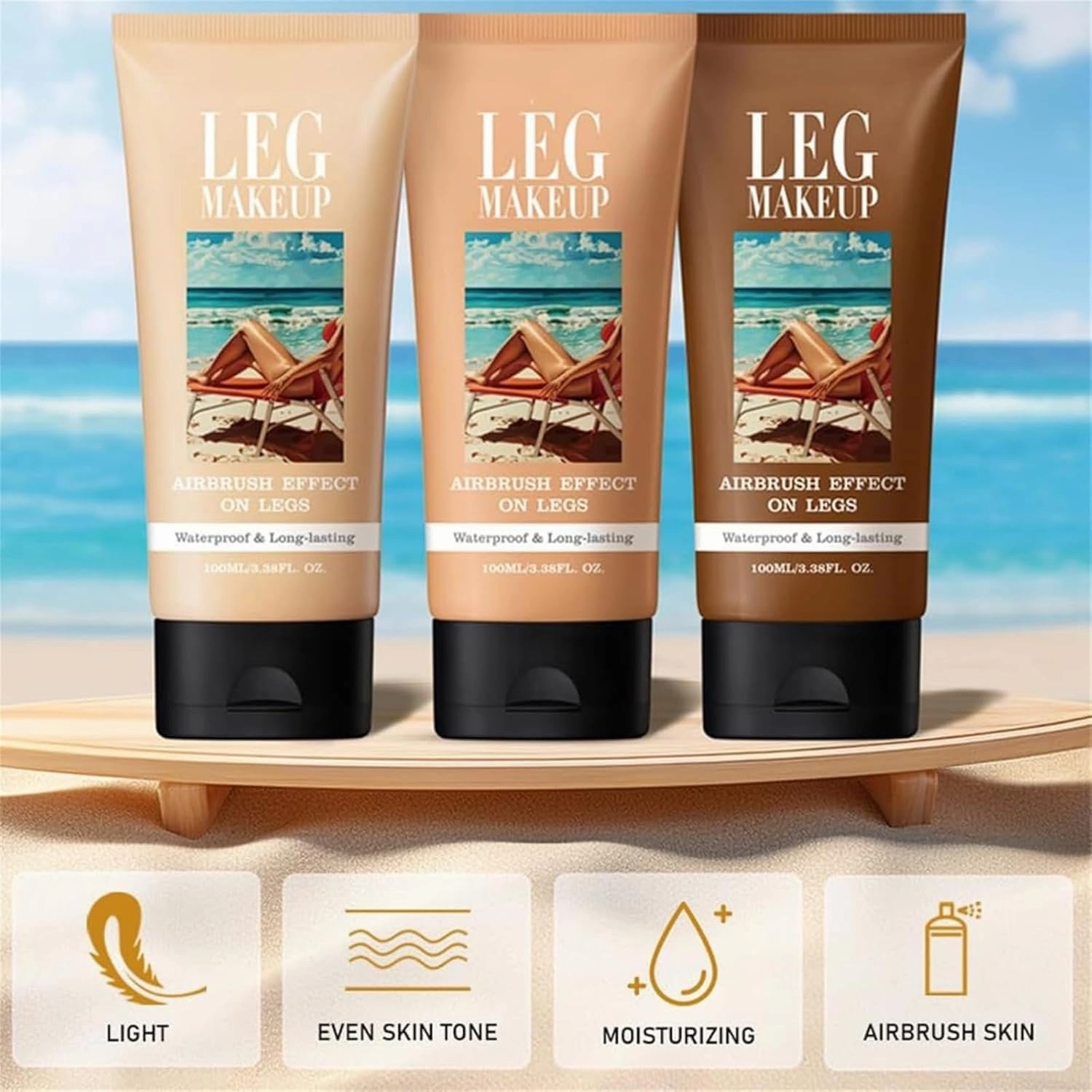 Miracle De Paris Body Coverage Perfector, Miracle De Paris Leg Makeup, Waterproof No Transfer, All Over Complexion Perfector,Conceals Imperfections, Long-Lasting&Sweat-Proof, Evens Skin Tone (03#)
