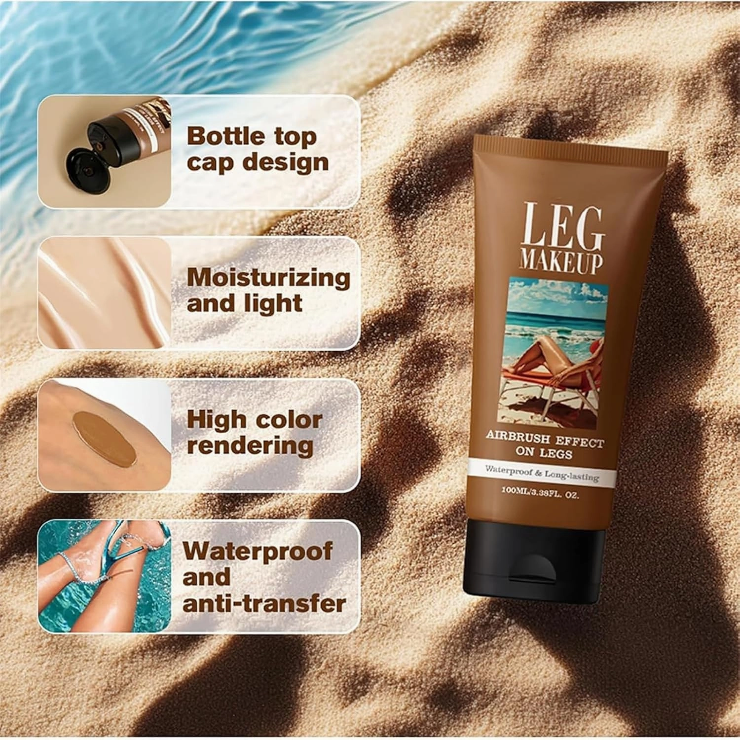 Miracle De Paris Body Coverage Perfector, Miracle De Paris Leg Makeup, Waterproof No Transfer, All Over Complexion Perfector,Conceals Imperfections, Long-Lasting&Sweat-Proof, Evens Skin Tone (03#)