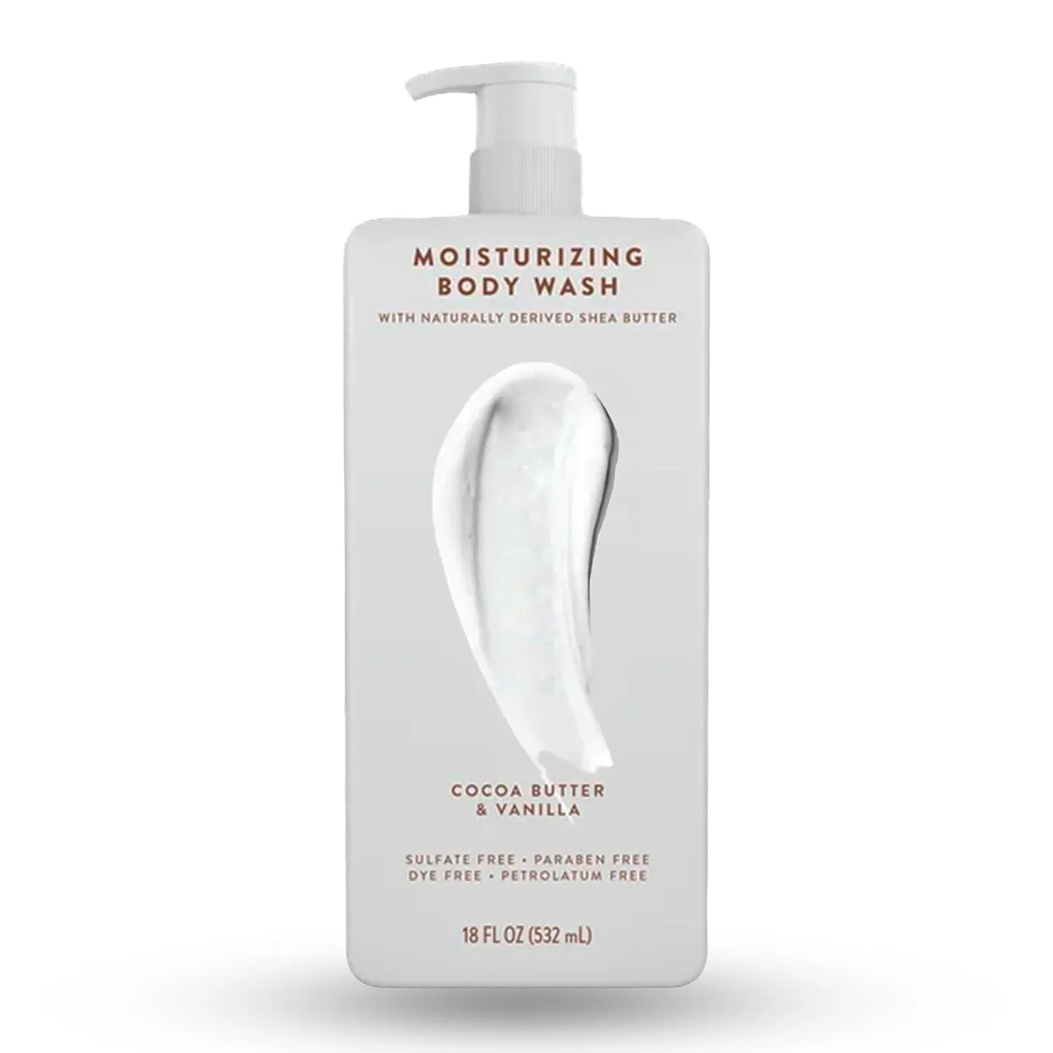 Moisturizing - Body Wash for Women & Men - 24hr Hydration - Cocoa Butter & Vanilla - Sulfate Free - Paraben Free - 18 Fl Oz - Pack Of 01