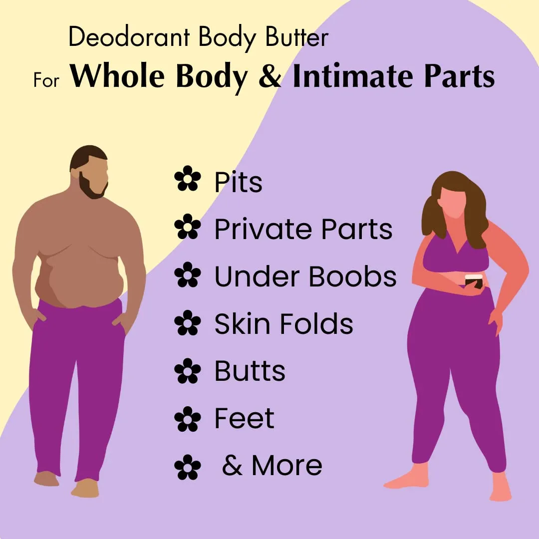 MONA BRANDS All Natural Deodorant Body Butter for Whole Body & Intimate Parts | Deodorant Cream for Women, Men, and Teens | Aluminum Free | Lavender & Lemon 2 oz