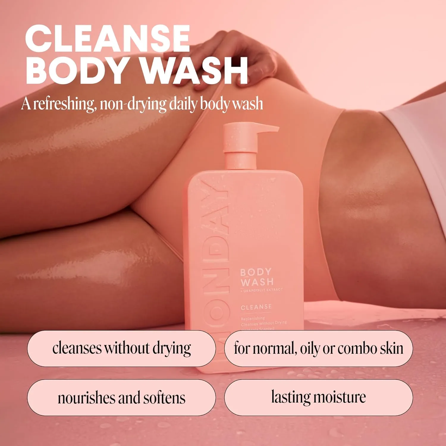 MONDAY HAIRCARE CLEANSE Body Wash with Grapefruit Extract, Hyaluronic Acid, Shea Butter, Coconut Oil for Normal to Oily/Combination Skin 900 mL (Dual Pack)