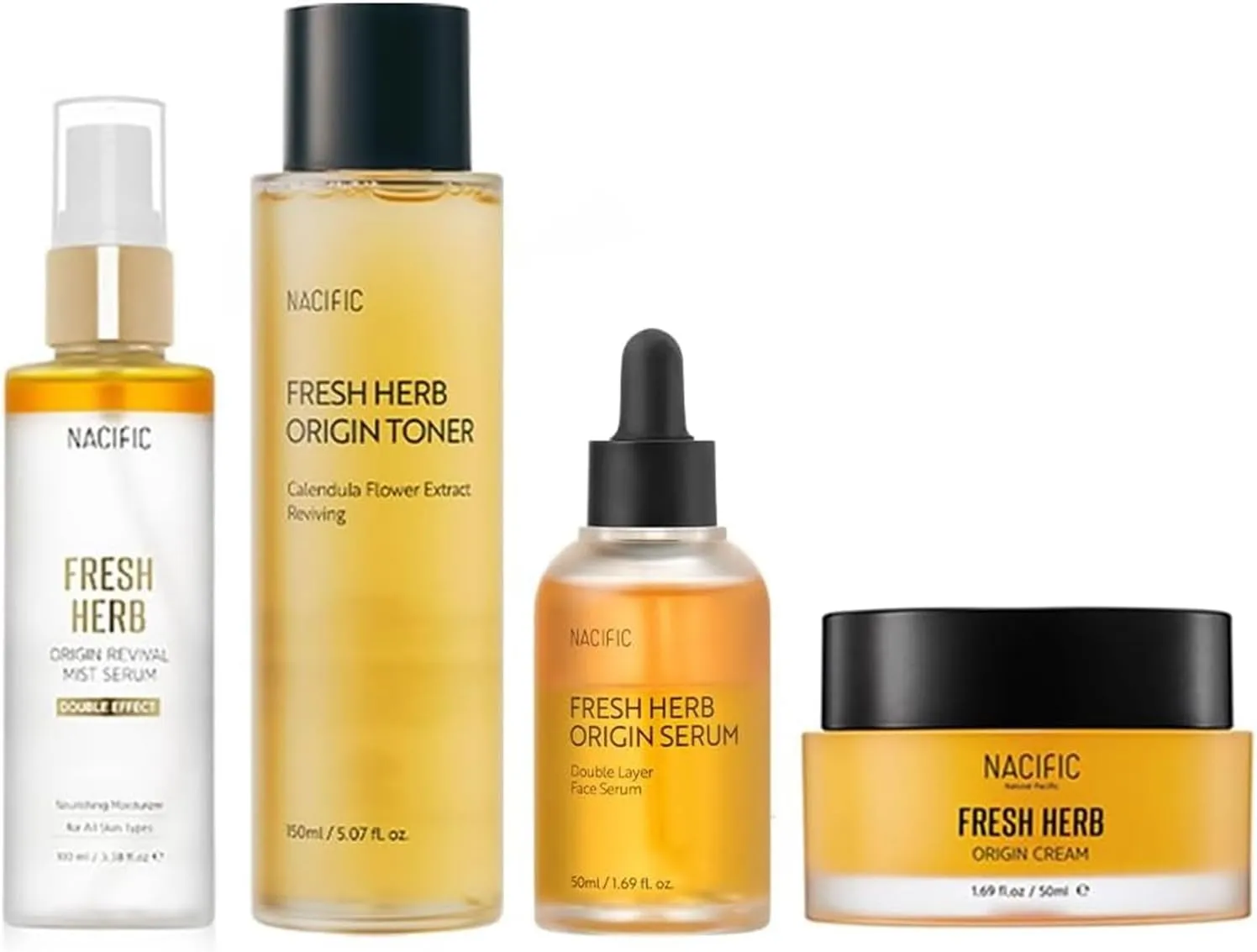 NACIFIC Fresh Herb Origin 4 Pieces Skincare Set – Hydrating Toner, Antioxidant Serum, Moisturizing Cream, Mist Serum – Korean Skincare for Glowing, Healthy Skin