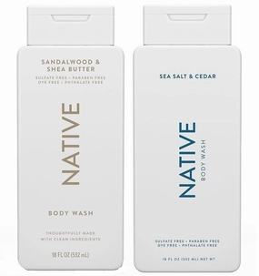 Native Body Wash 2-Pack: Sandalwood & Shea Butter   Sea Salt & Cedar (18 fl oz each)