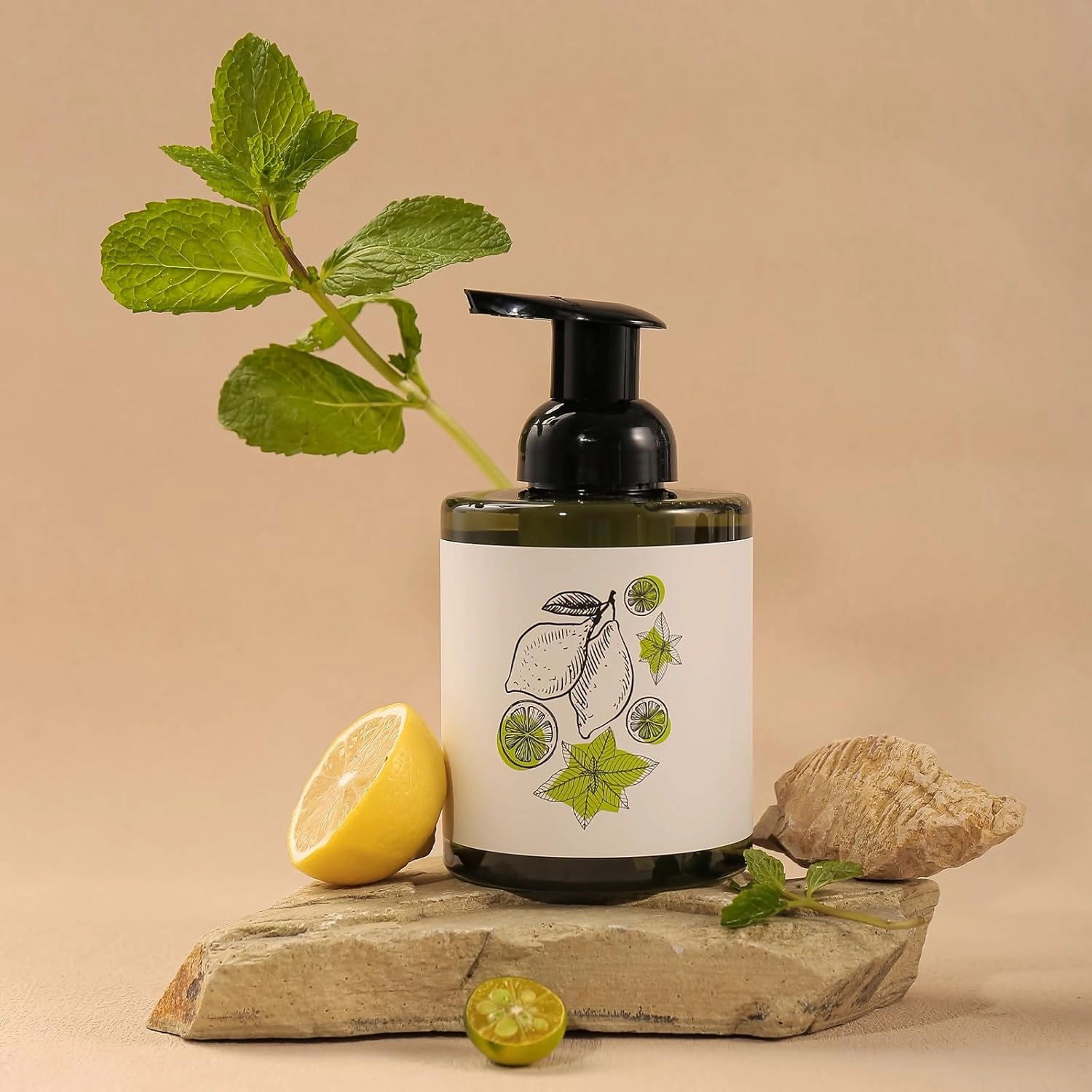 Natura Indulgence Foaming Hand Soap - Luxury Hand Wash Soap for Bathroom & Kitchen - Energizing Fusion of Lemon & Mint - 500 ML / 16.8 FL OZ