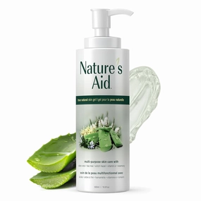 Natural Skin Gel with 3x Aloe Vera for Dry, Flaky & Itchy | Facial Acne, Brown Spots, Toner & Cleanser | Sunburn | Rashes | Bug Bites & Stings | Shaving, Waxing & Laser