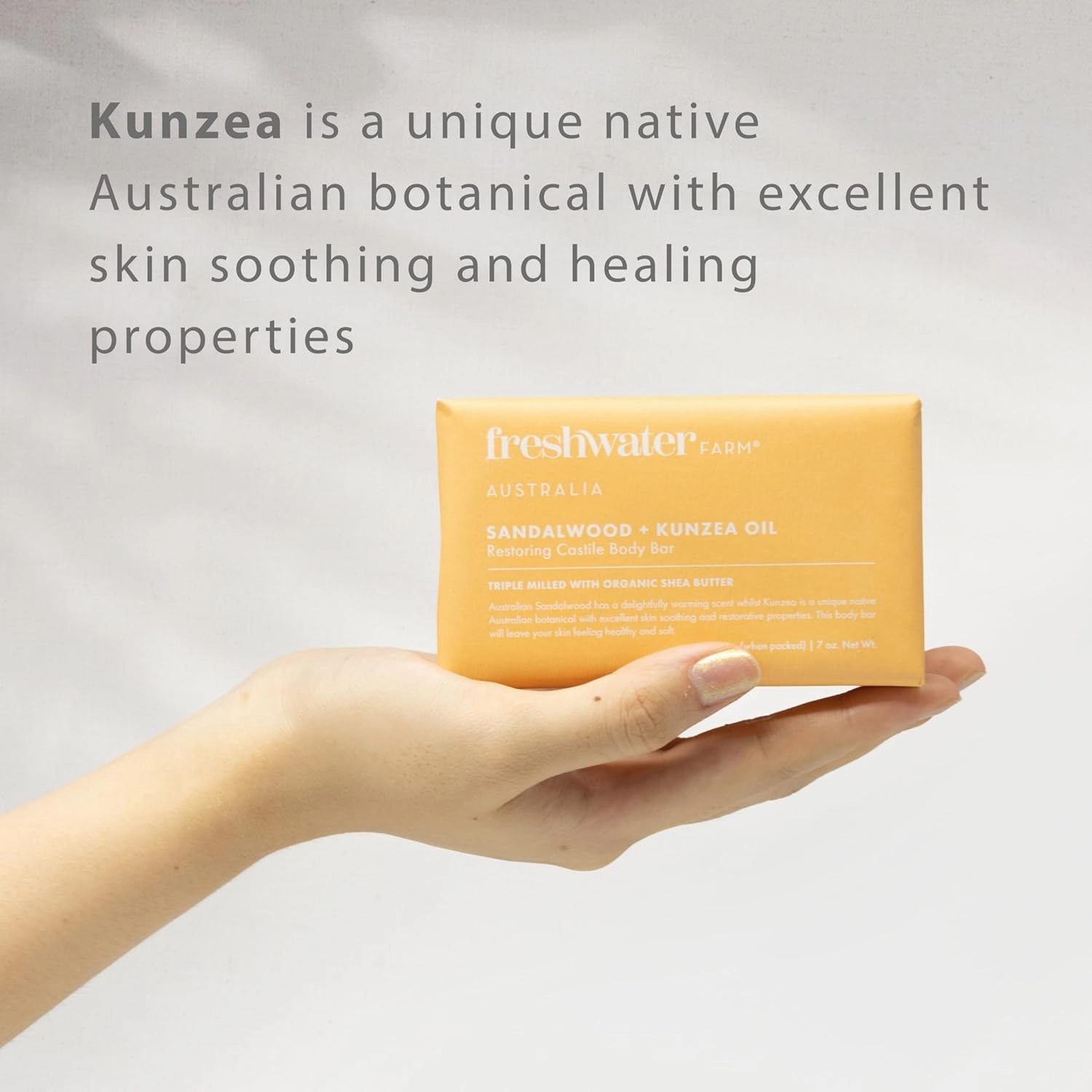 Natural Soap Bar- Healing Sandalwood   Kunzea Oil 7oz x 8 Pack.Castile Natural Bar Soap/Body Soap Bars With Essential Oil For Sensitive Skin