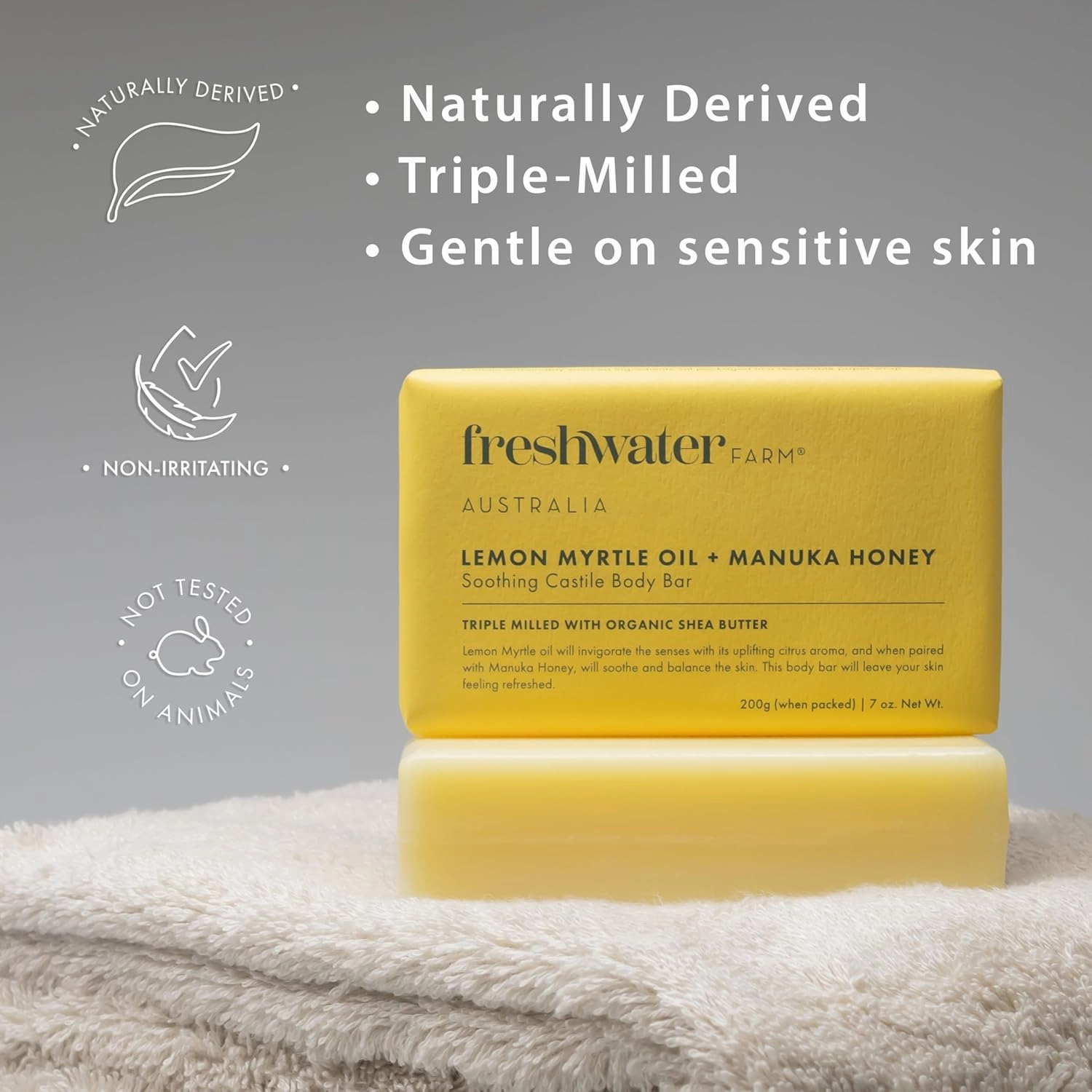 Natural Soap Bar- Lemon Myrtle Manuka Honey- 7 oz x 8 Pack- Castile Bar Soap, Natural Soap Bar, Bar Soap, Body Soap Bars- Essential Oils For Sensitive Skin